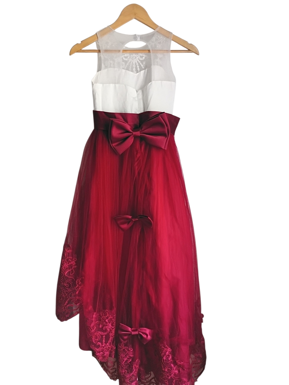 ❤️ Embellished White & Red Tulle Ball Gown for Girls - Picture 7 of 8